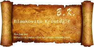 Blaskovits Kristóf névjegykártya